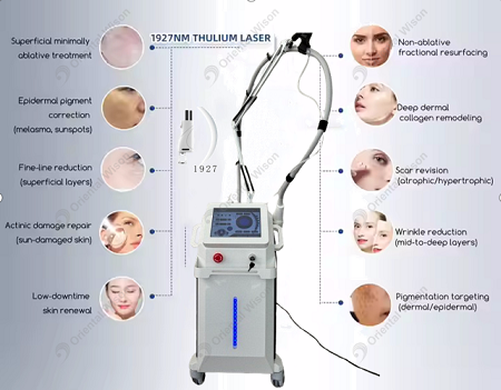 Lodret fraktioneret 1927nm thulium laser hud anti-aging skønhedsmaskine